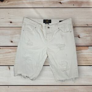 Lucky Brand The Boyfriend Bermuda white distressed denim Bermuda shorts sz 8